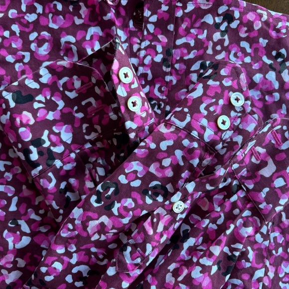 Talbots Women's Vibrant Pink and Black Button Down Shirt - Picture 3 of 9